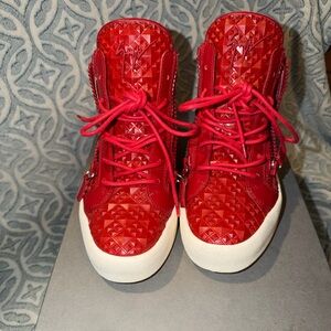Giuseppe Zanotti Red Textured Sneakers